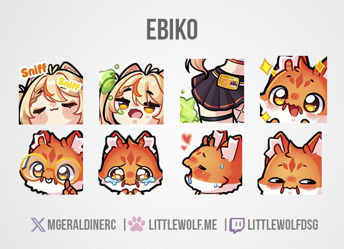 Custom Emotes Commission for Vtuber Ebiko