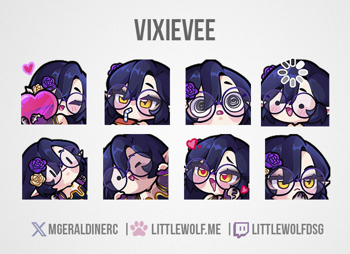 Custom Emotes Commission for Vtuber Vixievee