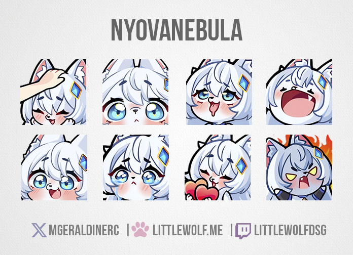Custom Emotes Commission for Vtuber Nyovenabula