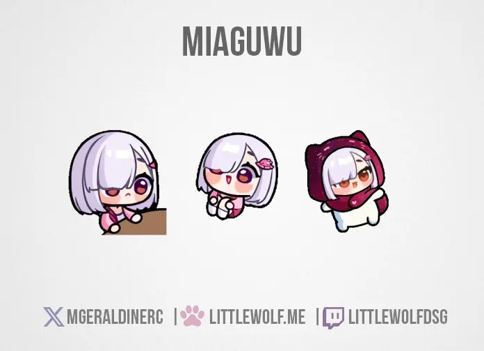 Custom Animated Emotes Commission for Vtuber Miaguwu