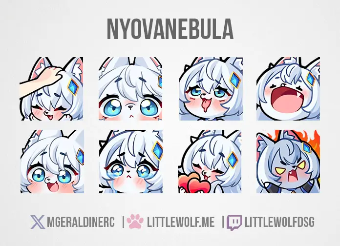 Custom Emotes Commission for Vtuber Nyovanebula