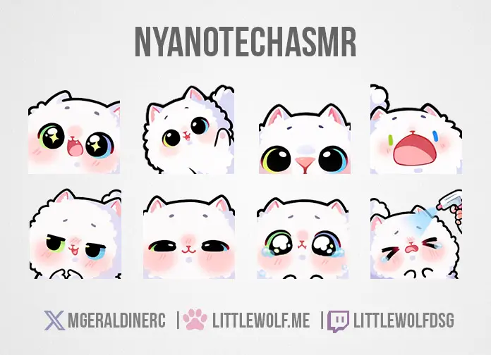 Custom Emotes Commission for Vtuber Nyanotechasmr
