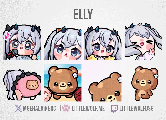 Custom Animated Emotes Commission for Vtuber Elly