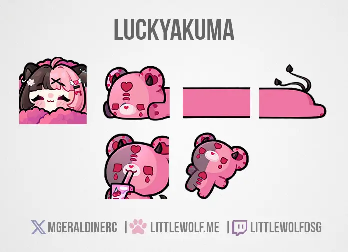 Custom Emotes Commission for Vtuber Luckyakuma