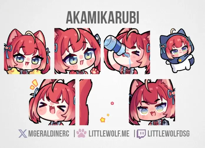 Custom Animated Emotes Commission for Vtuber Akamikarubi