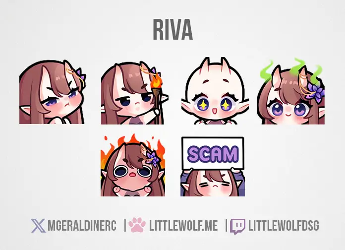Custom Emotes Commission for Vtuber Riva
